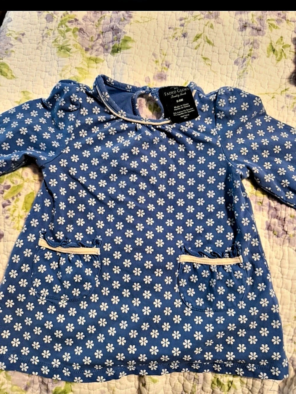 Faded glory Floral Casual Dress in Blue & White Like New